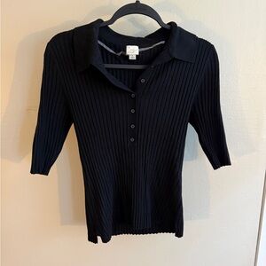 a new day Black Ribbed Button Down Shirt
